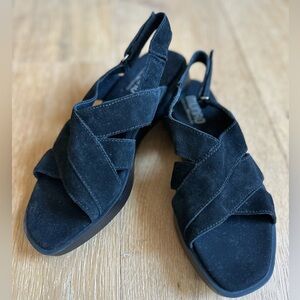 Women’s Munro Micah Slingback leather black sandal with arch support